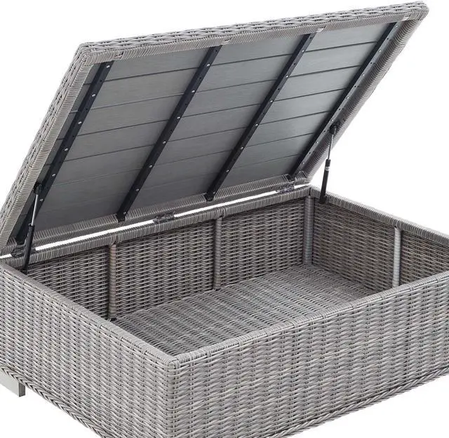 Alt view image 3 of 6 - Conway 45" Outdoor Patio Wicker Rattan Coffee Table Light Gray