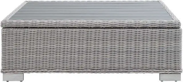 Alt view image 4 of 6 - Conway 45" Outdoor Patio Wicker Rattan Coffee Table Light Gray