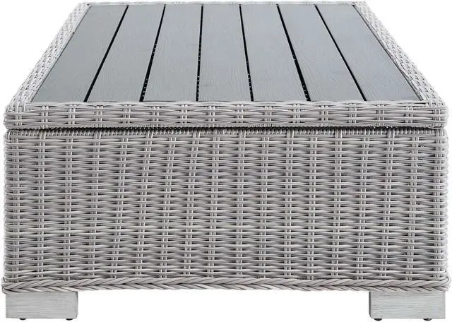 Alt view image 2 of 6 - Conway 45" Outdoor Patio Wicker Rattan Coffee Table Light Gray