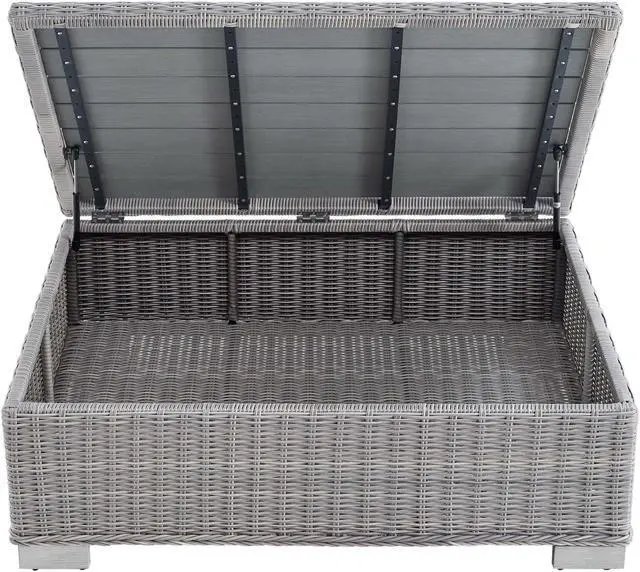 Alt view image 5 of 6 - Conway 45" Outdoor Patio Wicker Rattan Coffee Table Light Gray