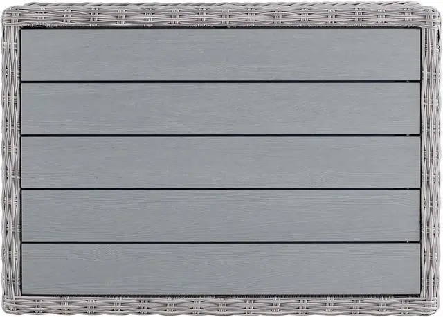 Alt view image 6 of 6 - Conway 45" Outdoor Patio Wicker Rattan Coffee Table Light Gray