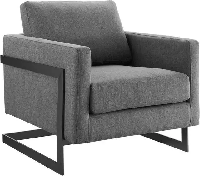 Main image of Posse Upholstered Fabric Accent Chair Black Charcoal