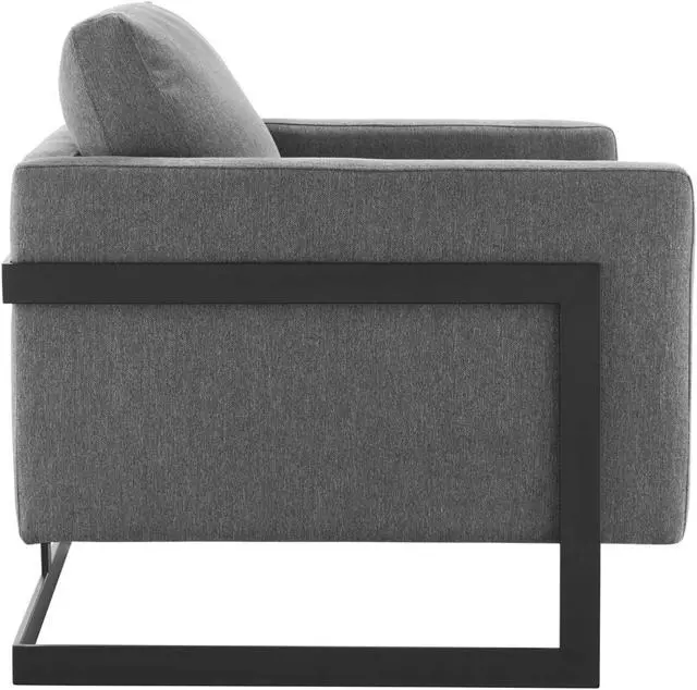 Alt view image 2 of 6 - Posse Upholstered Fabric Accent Chair Black Charcoal