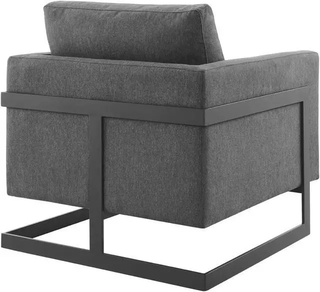 Alt view image 3 of 6 - Posse Upholstered Fabric Accent Chair Black Charcoal