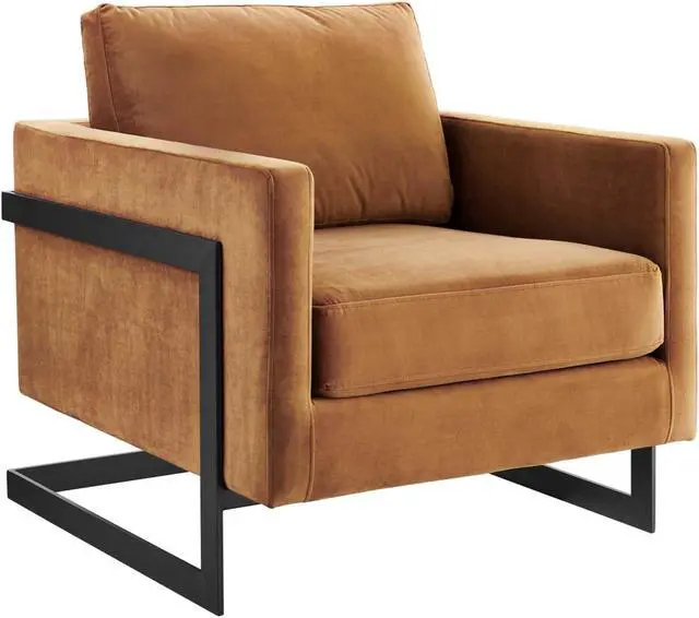 Main image of Posse Performance Velvet Accent Chair Black Cognac
