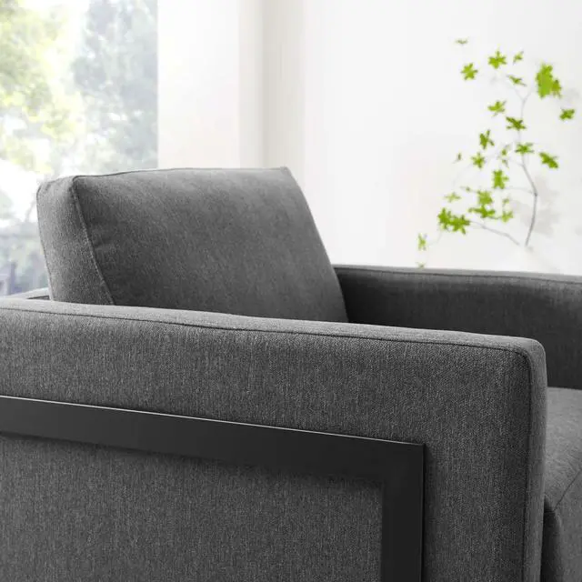 Alt view image 6 of 6 - Posse Upholstered Fabric Accent Chair Black Charcoal