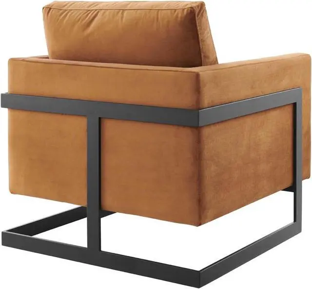 Alt view image 3 of 13 - Posse Performance Velvet Accent Chair Black Cognac