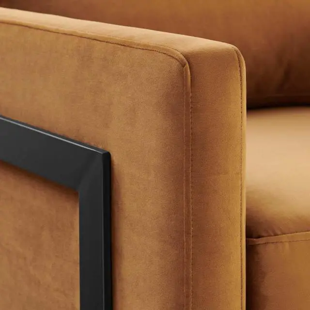 Alt view image 5 of 13 - Posse Performance Velvet Accent Chair Black Cognac