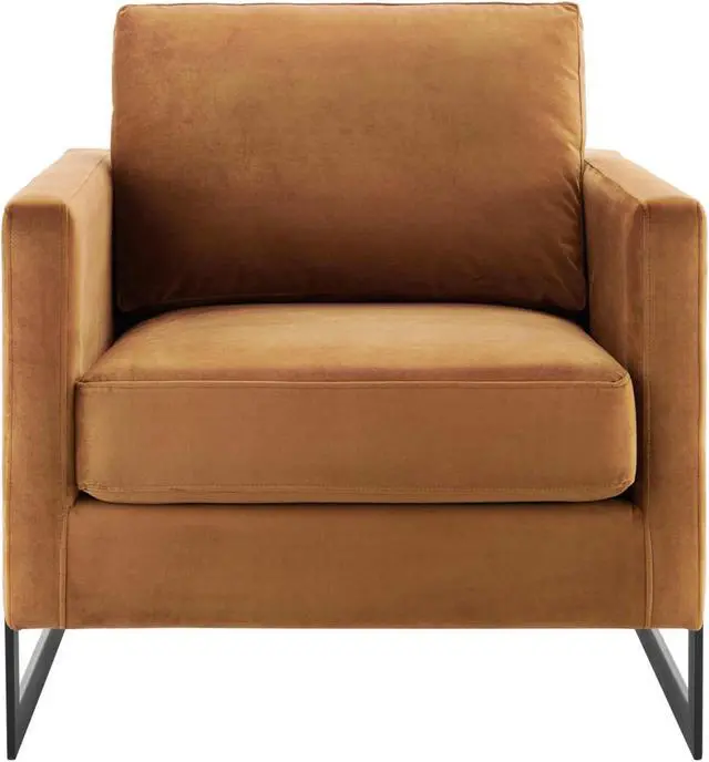 Alt view image 4 of 13 - Posse Performance Velvet Accent Chair Black Cognac