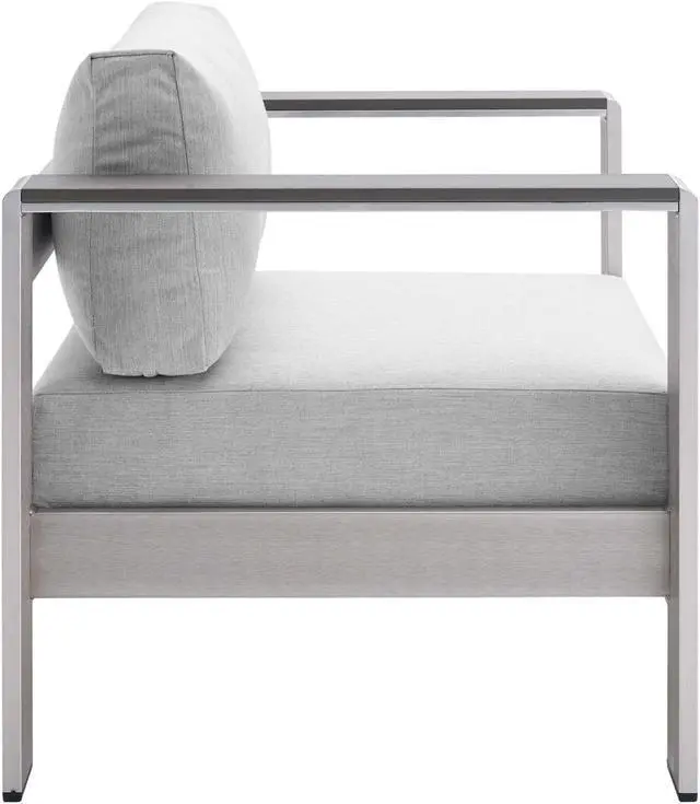 Alt view image 2 of 6 - Shore Sunbrella Fabric Aluminum Outdoor Patio Armchair Silver Gray