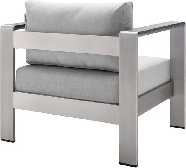 Alt view image 3 of 6 - Shore Sunbrella Fabric Aluminum Outdoor Patio Armchair Silver Gray