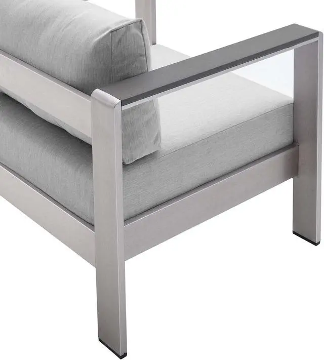 Alt view image 5 of 6 - Shore Sunbrella Fabric Aluminum Outdoor Patio Armchair Silver Gray
