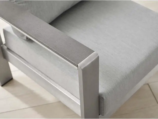 Alt view image 6 of 6 - Shore Sunbrella Fabric Aluminum Outdoor Patio Armchair Silver Gray