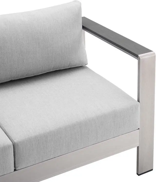 Alt view image 5 of 6 - Shore Sunbrella Fabric Aluminum Outdoor Patio Loveseat Silver Gray