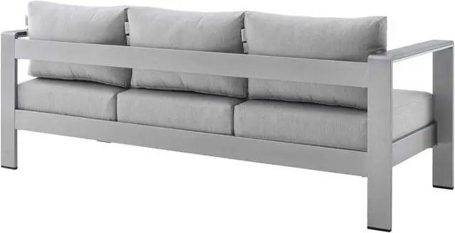Alt view image 3 of 6 - Shore Sunbrella Fabric Aluminum Outdoor Patio Sofa Silver Gray