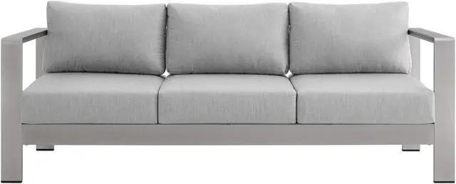 Alt view image 4 of 6 - Shore Sunbrella Fabric Aluminum Outdoor Patio Sofa Silver Gray