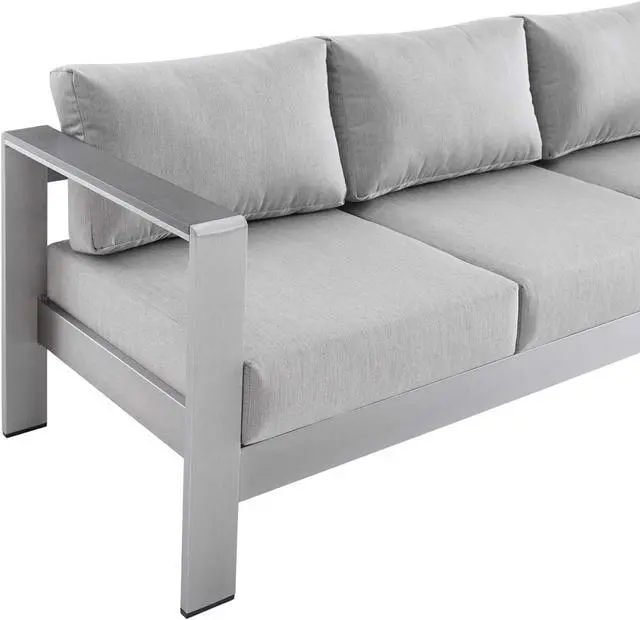 Alt view image 5 of 6 - Shore Sunbrella Fabric Aluminum Outdoor Patio Sofa Silver Gray