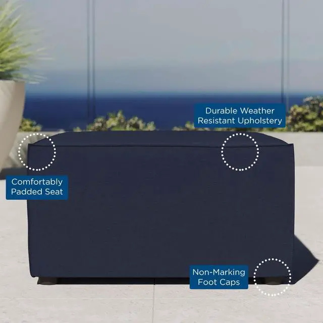 Alt view image 5 of 6 - Saybrook Outdoor Patio Upholstered Sectional Sofa Ottoman Navy