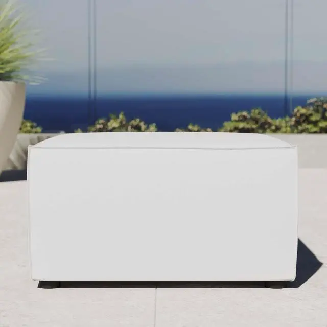 Alt view image 6 of 6 - Saybrook Outdoor Patio Upholstered Sectional Sofa Ottoman White