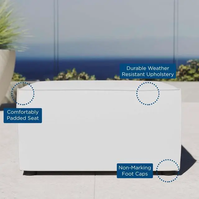 Alt view image 5 of 6 - Saybrook Outdoor Patio Upholstered Sectional Sofa Ottoman White