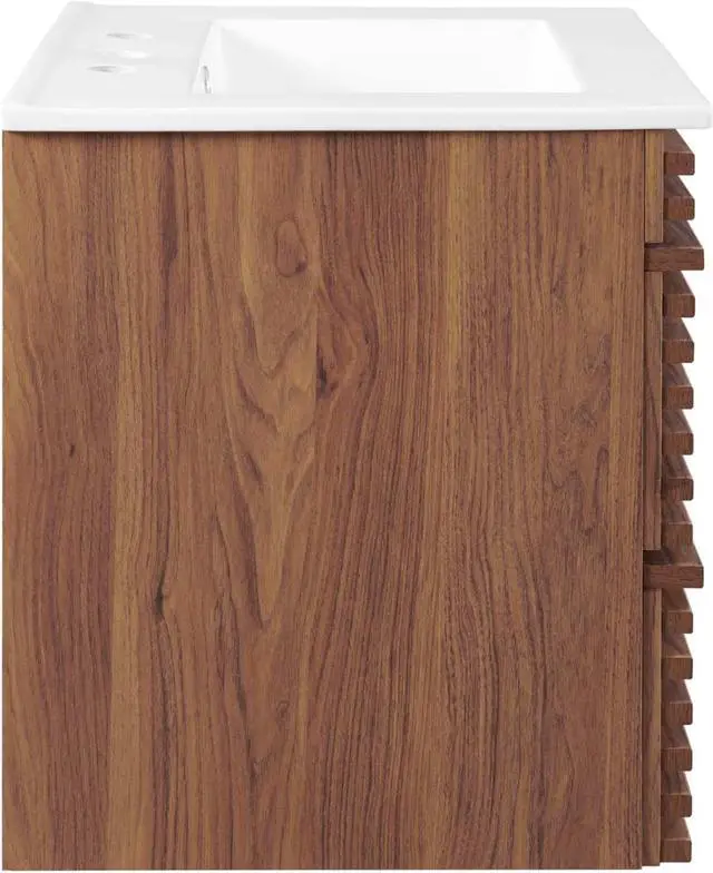 Alt view image 3 of 6 - Render 24" Wall-Mount Bathroom Vanity Walnut White