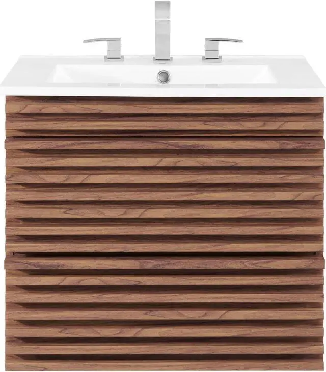 Alt view image 5 of 6 - Render 24" Wall-Mount Bathroom Vanity Walnut White