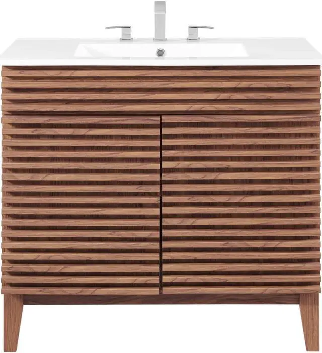 Alt view image 4 of 6 - Render 36" Bathroom Vanity Walnut White