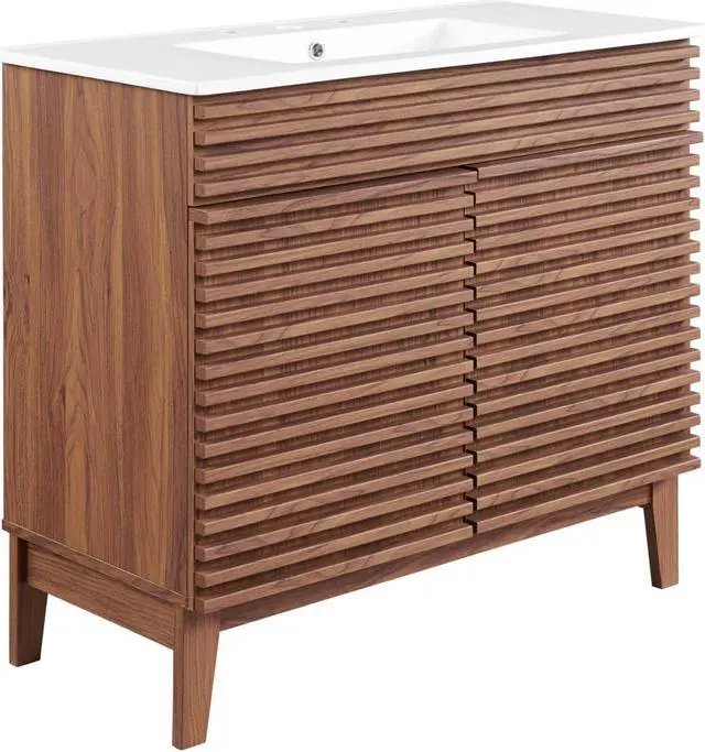 Main image of Render 36" Bathroom Vanity Walnut White