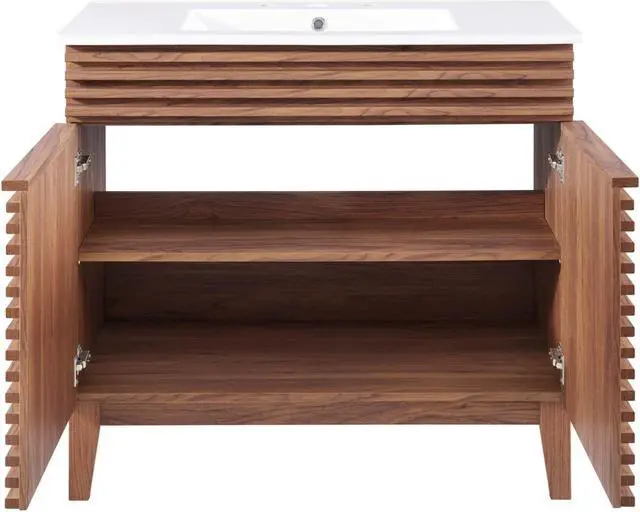 Alt view image 5 of 6 - Render 36" Bathroom Vanity Walnut White