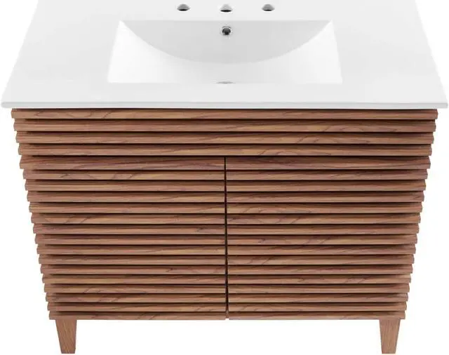 Alt view image 6 of 6 - Render 36" Bathroom Vanity Walnut White