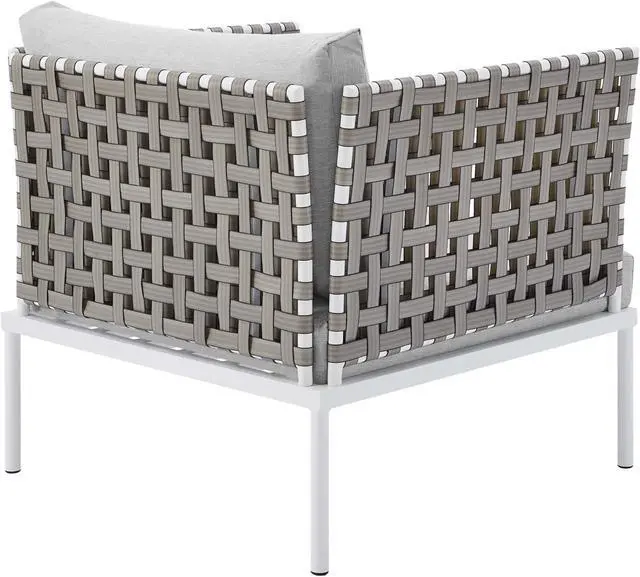 Alt view image 3 of 13 - Harmony Sunbrella Basket Weave Outdoor Patio Aluminum Armchair Tan Gray