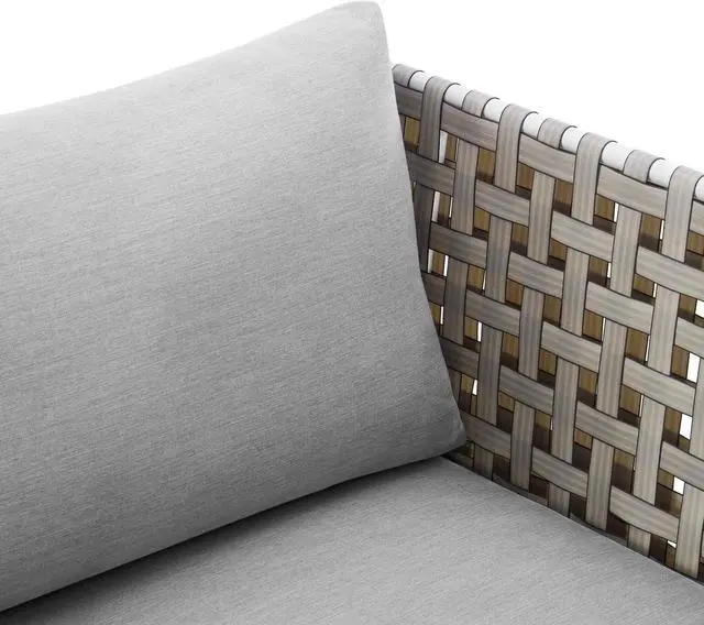 Alt view image 5 of 13 - Harmony Sunbrella Basket Weave Outdoor Patio Aluminum Armchair Tan Gray
