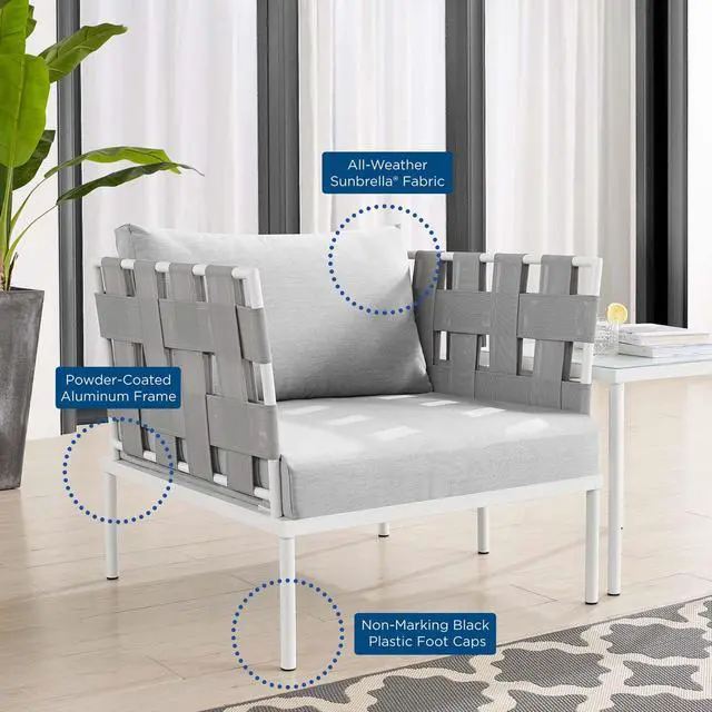 Alt view image 6 of 6 - Harmony Sunbrella Outdoor Patio Aluminum Armchair Gray Gray