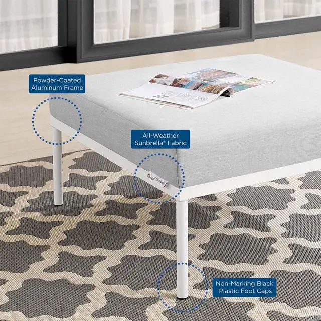 Alt view image 5 of 6 - Harmony Sunbrella Outdoor Patio Aluminum Ottoman Gray