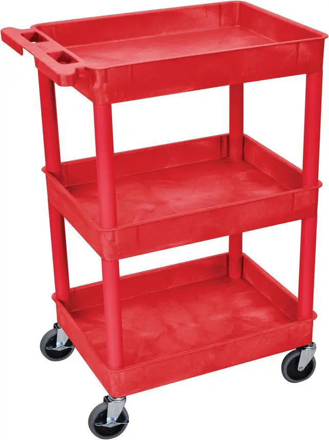 Alt view image 13 of 13 - Luxor Red 3 Tub Tall Utility Cart