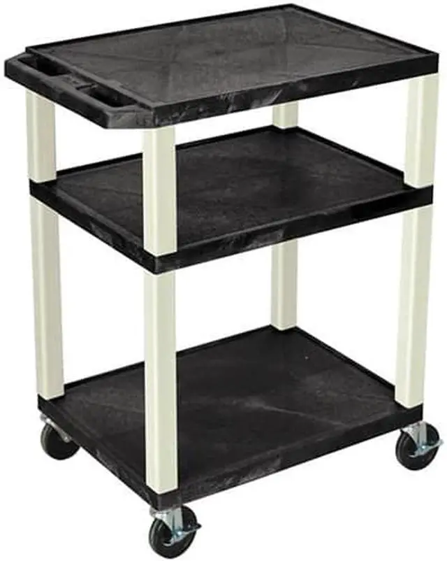 Alt view image 10 of 10 - Luxor WT34E 34" AV Cart 3 Shelf, Electric Black/Putty Leg
