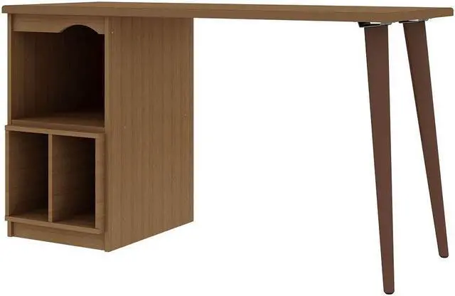 Alt view image 14 of 17 - Hampton 53.54 Home Office Desk with 3 Cubby Spaces and Solid Wood Legs in Maple Cream