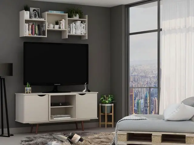Alt view image 6 of 14 - Hampton 53.54 TV Stand in Off White