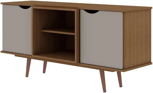 Alt view image 5 of 14 - Hampton 53.54 TV Stand in Off White and Maple Cream