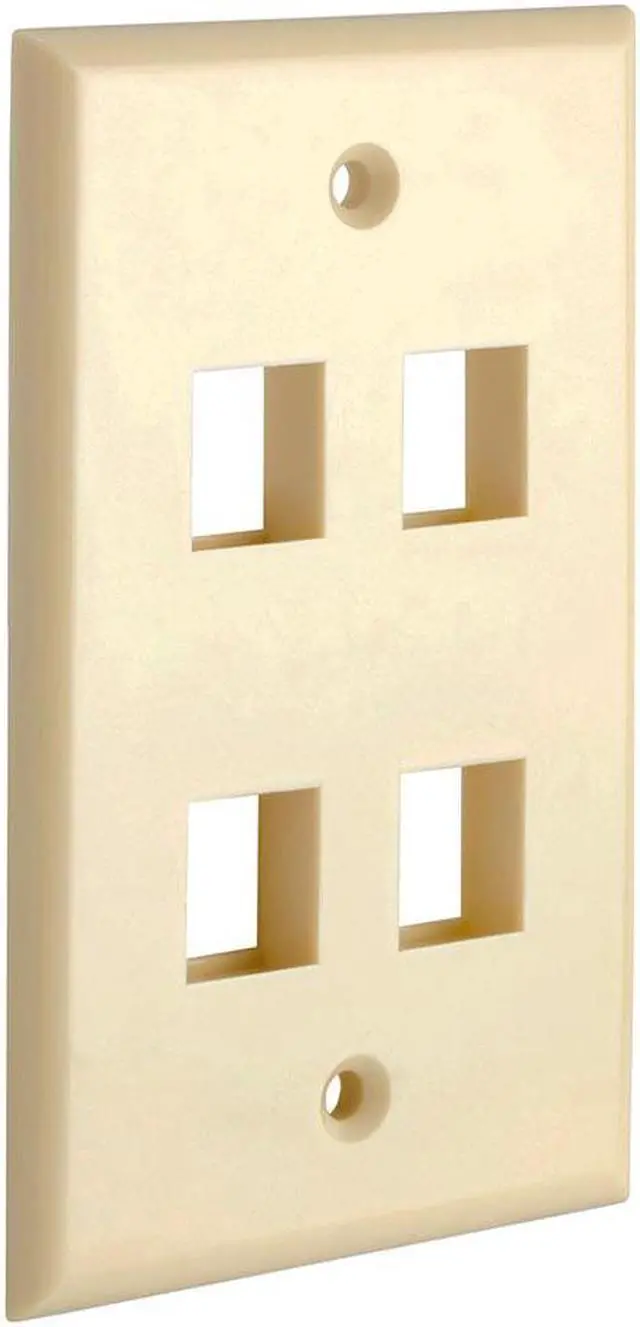 Alt view image 4 of 6 - Cmple - 4 Port Keystone Wall Plate Single-Gang Wall Plate with Standard Size Ethernet Wall Plate Keystone Jack Insert - Ivory