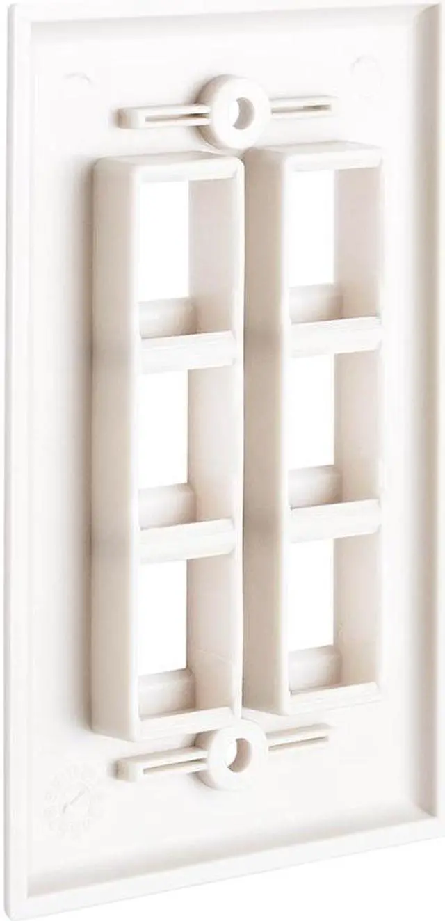 Alt view image 5 of 6 - Cmple - 6 Port Keystone Wall Plate Single-Gang Wall Plate with Standard Size Ethernet Wall Plate Keystone Jack Insert - White