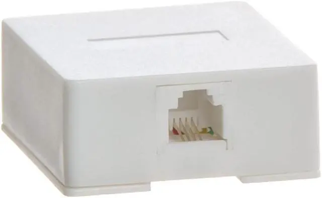 Alt view image 4 of 6 - Cmple - 1 Port Phone Jack Wall Plate RJ11 Telephone Cord Surface Mount Box Female Landline Phone Keystone Jack for 2 Line House Phone, Answering Machine, Fax