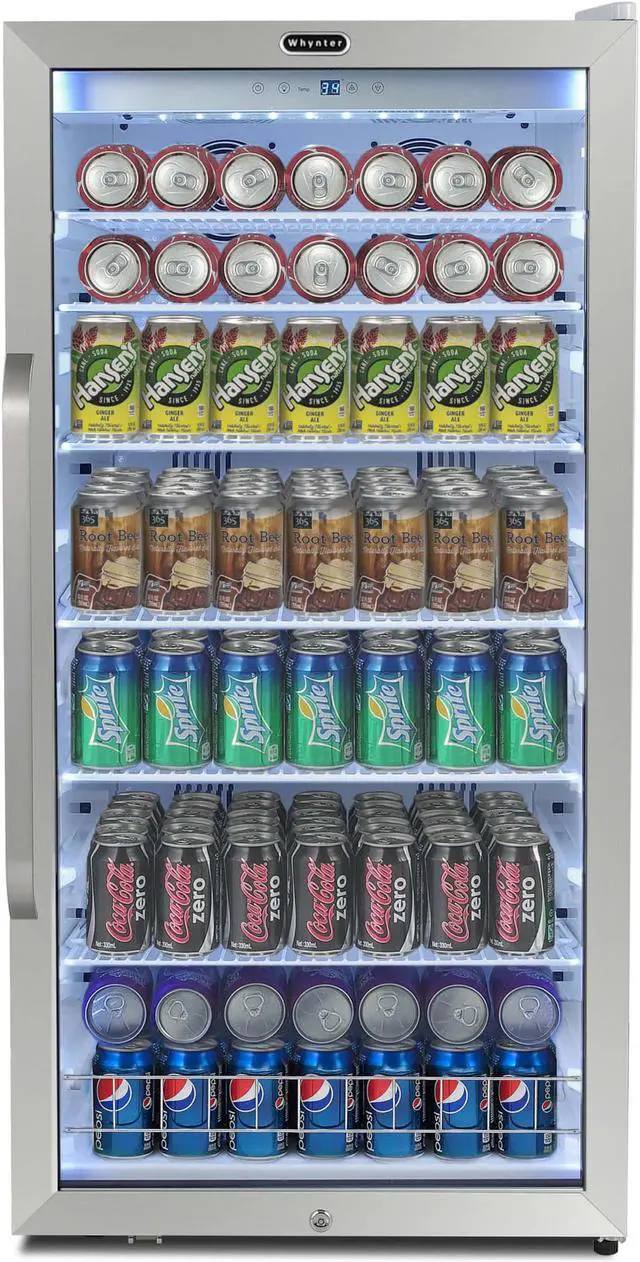 Main image of Whynter Freestanding 10.6 cu. ft. Stainless Steel Commercial Beverage Merchandiser with Superlit Door and Lock -White