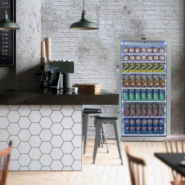 Alt view image 2 of 6 - Whynter Freestanding 10.6 cu. ft. Stainless Steel Commercial Beverage Merchandiser with Superlit Door and Lock -White