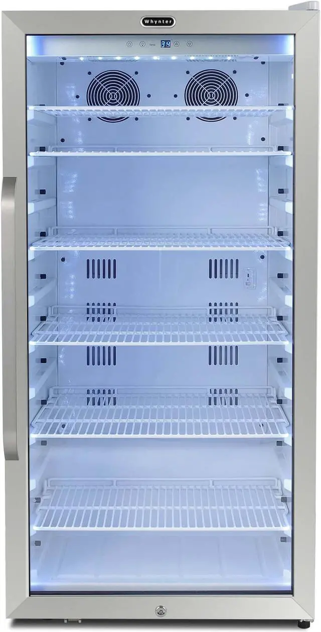 Alt view image 3 of 6 - Whynter Freestanding 10.6 cu. ft. Stainless Steel Commercial Beverage Merchandiser with Superlit Door and Lock -White
