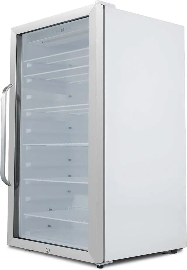Alt view image 5 of 6 - Whynter Freestanding 10.6 cu. ft. Stainless Steel Commercial Beverage Merchandiser with Superlit Door and Lock -White