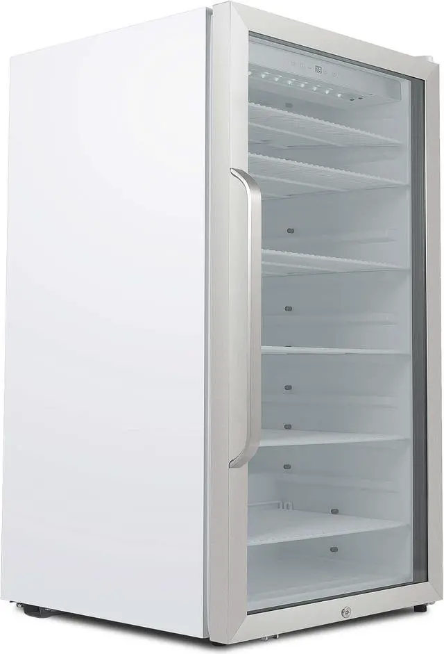 Alt view image 6 of 6 - Whynter Freestanding 10.6 cu. ft. Stainless Steel Commercial Beverage Merchandiser with Superlit Door and Lock -White