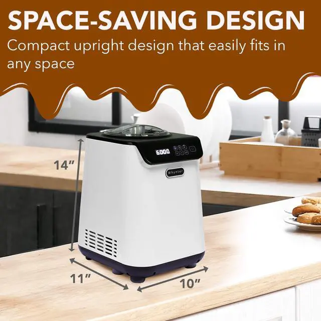 Alt view image 3 of 3 - Whynter 1.28 Quart Compact Upright Automatic Ice Cream Maker with Stainless Steel Bowl White