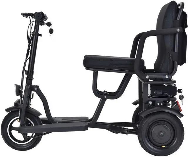 Alt view image 2 of 15 - Folding Mobility Electric Trike 48v 700w Dual Motor Lithium Black