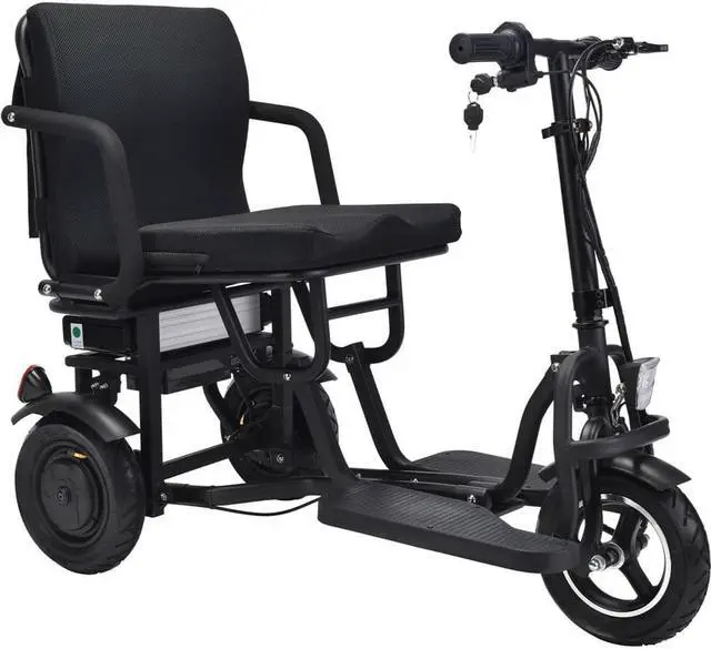 Alt view image 3 of 15 - Folding Mobility Electric Trike 48v 700w Dual Motor Lithium Black